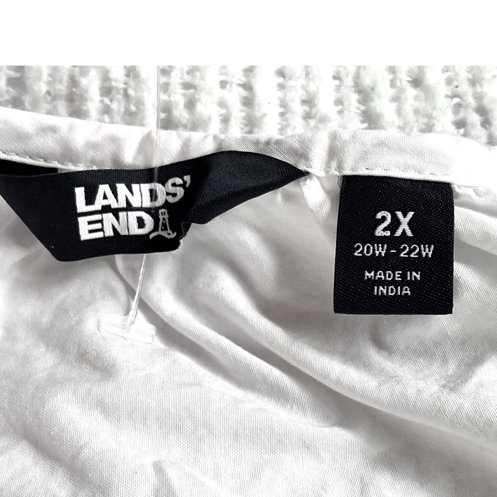 Lands End Eyelet Blouse Womens 2X White Excellent Flutter Sleeve Cotton Top - Picture 3 of 5